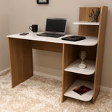 Escritorio Link Roble y Off White 111x110cm con Organizador de Libros - ESCRITORIOS | Bylmo