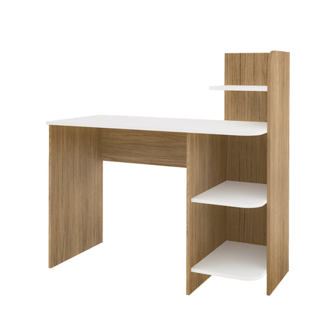 Escritorio Link Roble y Off White 111x110cm con Organizador de Libros - ESCRITORIOS | Bylmo