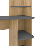 Escritorio Link Roble y Gris 111x110cm con Organizador de Libros - ESCRITORIOS | Bylmo