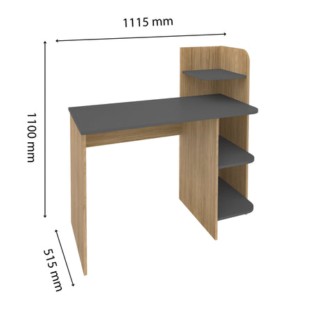 Escritorio Link Roble y Gris 111x110cm con Organizador de Libros - ESCRITORIOS | Bylmo