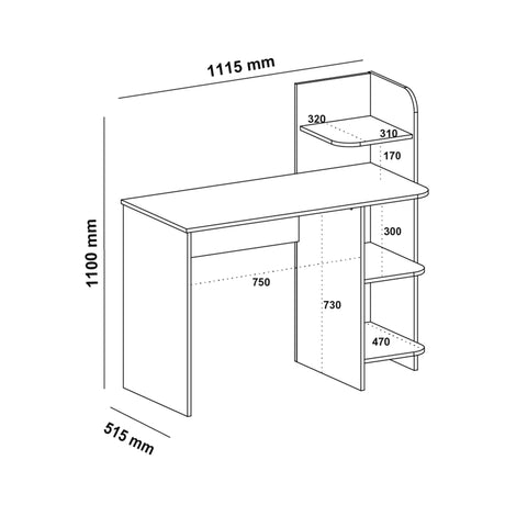 Escritorio Link Roble y Gris 111x110cm con Organizador de Libros - ESCRITORIOS | Bylmo