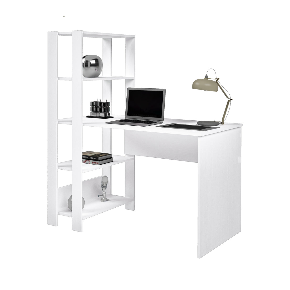 Escritorio con Biblioteca Match Blanco 120x134cm con Tres Repisas - ESCRITORIOS | Bylmo