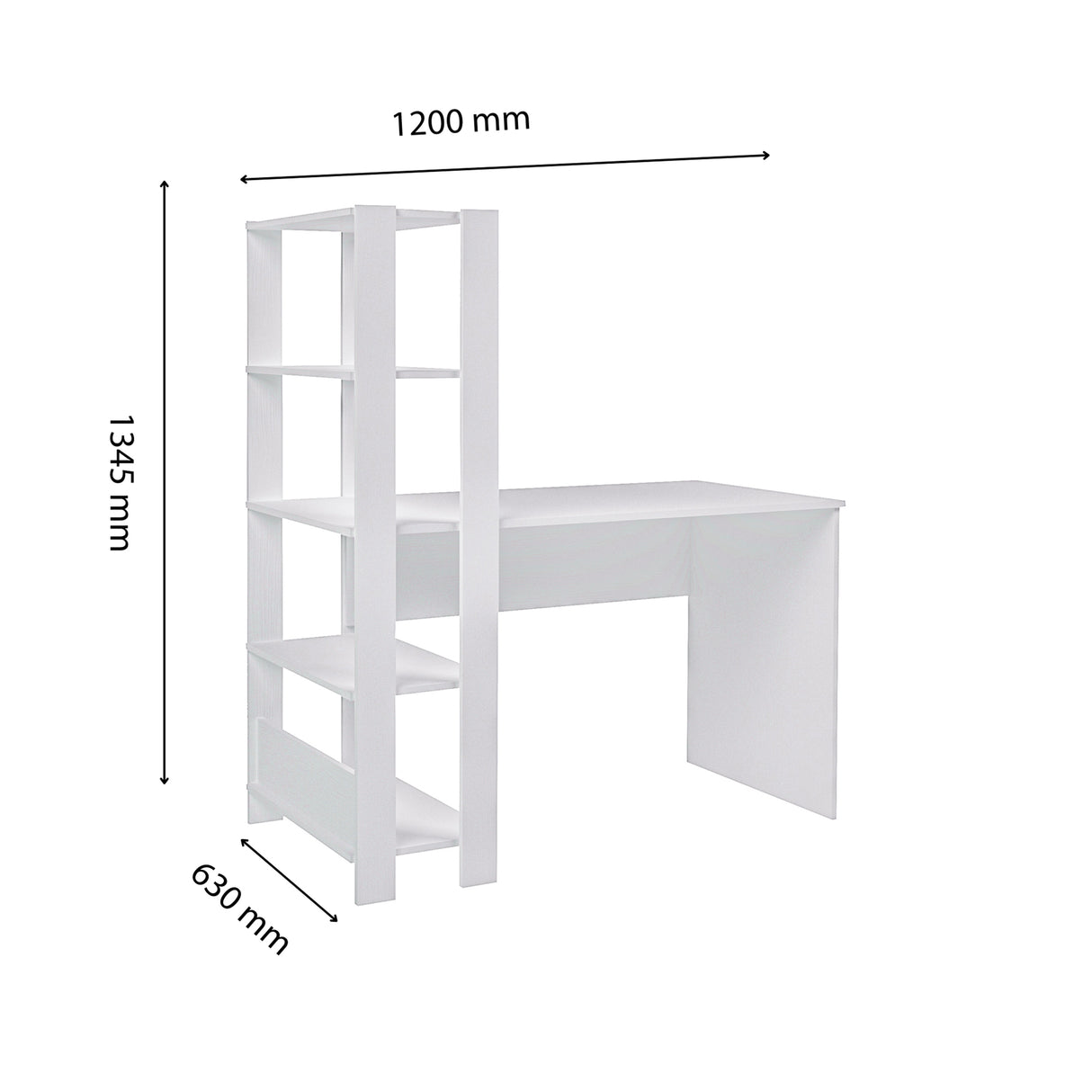 Escritorio con Biblioteca Match Blanco 120x134cm con Tres Repisas - ESCRITORIOS | Bylmo