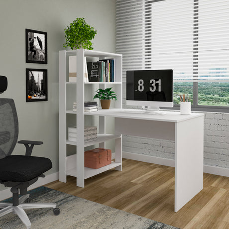 Escritorio con Biblioteca Match Blanco 120x134cm con Tres Repisas - ESCRITORIOS | Bylmo