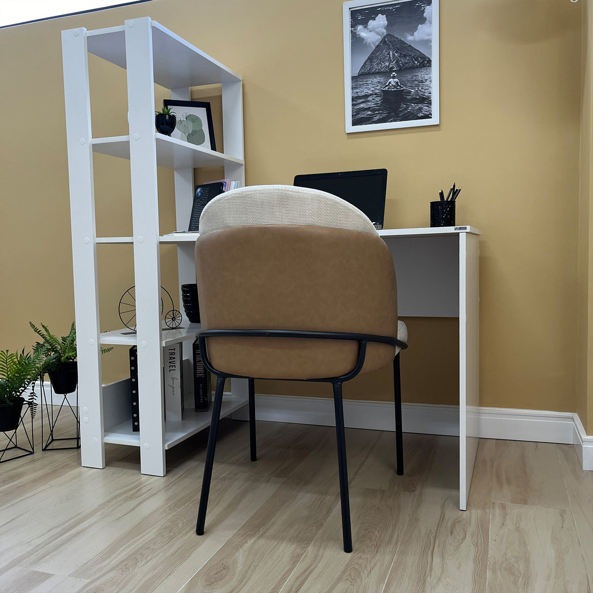 Escritorio con Biblioteca Match Blanco 120x134cm con Tres Repisas - ESCRITORIOS | Bylmo