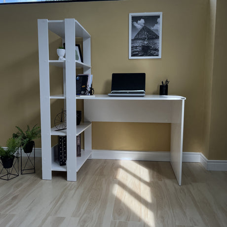 Escritorio con Biblioteca Match Blanco 120x134cm con Tres Repisas - ESCRITORIOS | Bylmo