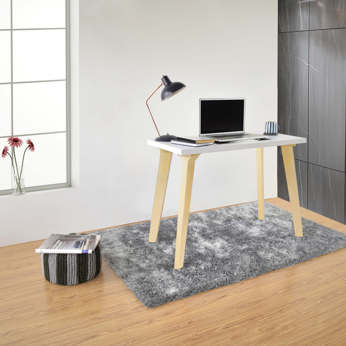 Escritorio Celen Blanco y Natural 100x77.5cm Sin Cajones - ESCRITORIOS | Bylmo