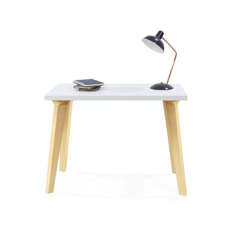 Escritorio Celen Blanco y Natural 100x77.5cm Sin Cajones - ESCRITORIOS | Bylmo