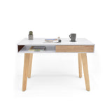 Escritorio Toledo Blanco y Natural 110x77cm Con Un Cajón - ESCRITORIOS | Bylmo