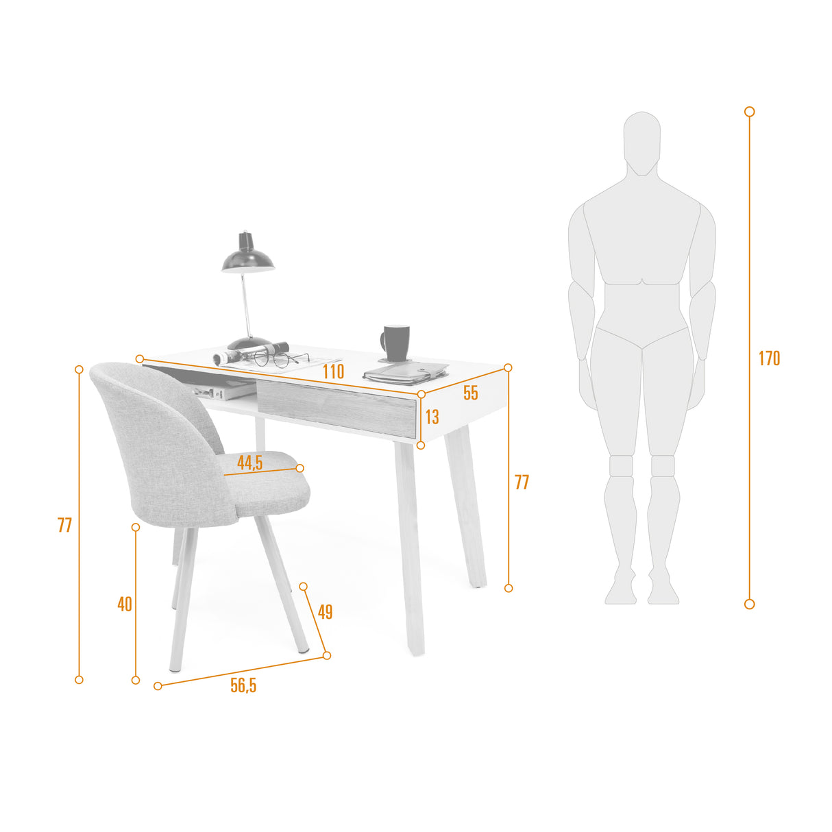 Escritorio Toledo Blanco y Natural 110x77cm Con Un Cajón - ESCRITORIOS | Bylmo