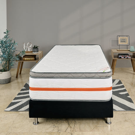 Colchón Firme Cromo Pro Blanco Semidoble 120x190cm Ortopedico con Pillow Sencillo - COLCHONES | Bylmo