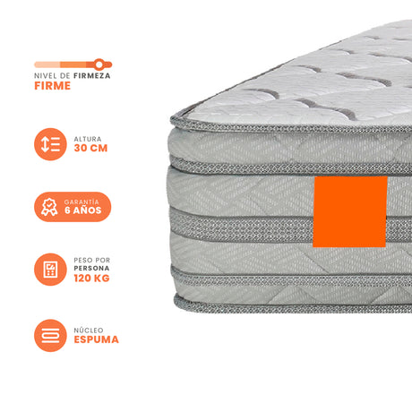 Colchón Firme Mercurio Blanco King 200x200cm Ortopedico con Pillow Sencillo - COLCHONES | Bylmo