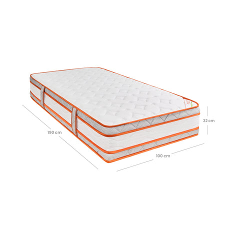 Colchón Medio Firme Pro Resor Blanco Sencillo 100x190cm Semiortopedico con Pillow Doble - COLCHONES | Bylmo