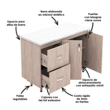 Barra de Cocina Ambar Soder 120x88cm con Mesón de Mármol Sintético y Cuatro Compartimientos - BARRAS Y MUEBLES AUXILIARES | Bylmo