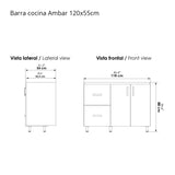 Barra de Cocina Ambar Soder 120x88cm con Mesón de Mármol Sintético y Cuatro Compartimientos - BARRAS Y MUEBLES AUXILIARES | Bylmo