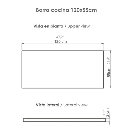 Barra de Cocina Ambar Blanco 120x88cm con Mesón de Mármol Sintético y Cuatro Compartimientos - BARRAS Y MUEBLES AUXILIARES | Bylmo