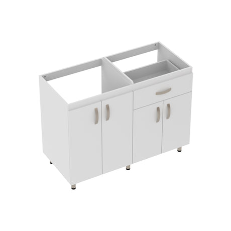 Mueble Inferior de Cocina Ambar Blanco 120x88cm Sin Mesón y con Organizador de Cubiertos - MUEBLES INFERIORES DE COCINA | Bylmo