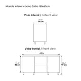 Mueble Inferior de Cocina Zafiro Blanco 180x90cm Sin Mesón y con Organizador de Cubiertos - MUEBLES INFERIORES DE COCINA | Bylmo