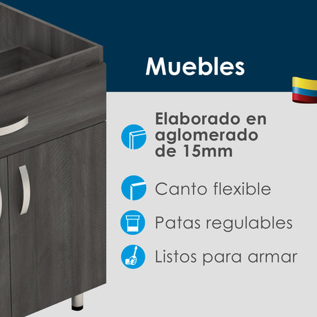 Mueble Inferior de Cocina Vive Blanco 150x88cm Sin Mesón - MUEBLES INFERIORES DE COCINA | Bylmo