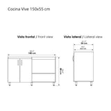 Mueble Inferior de Cocina Vive Blanco 150x88cm Sin Mesón - MUEBLES INFERIORES DE COCINA | Bylmo