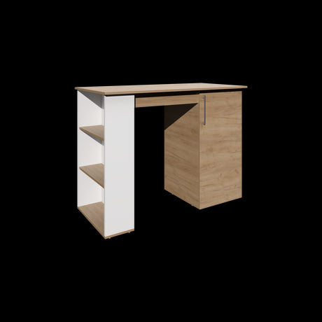 Barra de Cocina Allen Fresno Europeo y Blanco 120.3x91cm Con Seis Compartimientos - BARRAS Y MUEBLES AUXILIARES | Bylmo