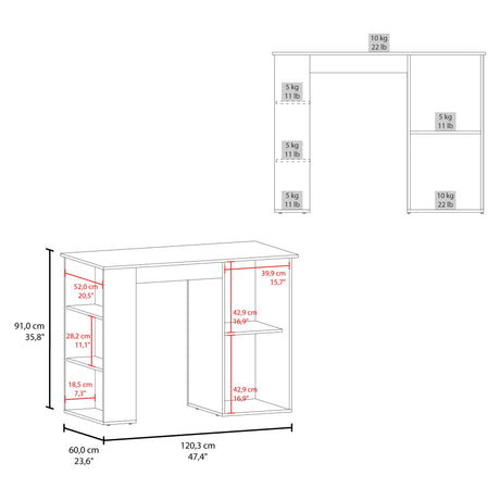 Barra de Cocina Allen Fresno Europeo y Blanco 120.3x91cm Con Seis Compartimientos - BARRAS Y MUEBLES AUXILIARES | Bylmo