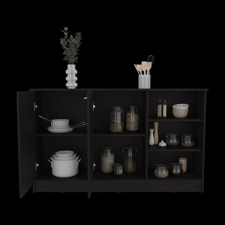 Isla de Cocina Ginger Wengue 150x90.6cm Con Seis Compartimientos - BARRAS Y MUEBLES AUXILIARES | Bylmo