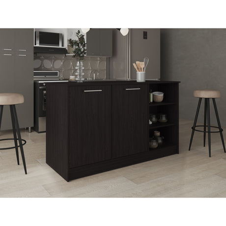 Isla de Cocina Ginger Wengue 150x90.6cm Con Seis Compartimientos - BARRAS Y MUEBLES AUXILIARES | Bylmo