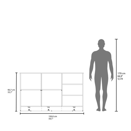 Isla de Cocina Ginger Wengue 150x90.6cm Con Seis Compartimientos - BARRAS Y MUEBLES AUXILIARES | Bylmo