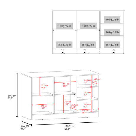 Isla de Cocina Ginger Wengue 150x90.6cm Con Seis Compartimientos - BARRAS Y MUEBLES AUXILIARES | Bylmo