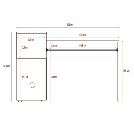 Combo Escritorio y Biblioteca Atlanter Rovere 120x81.5cm sin Cajones - ESCRITORIOS | Bylmo