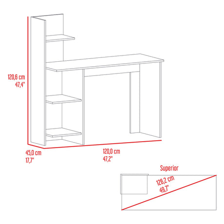 Escritorio con Biblioteca Vilna Fresno Europeo y Wengue 120x120.6cm sin Cajones - ESCRITORIOS | Bylmo