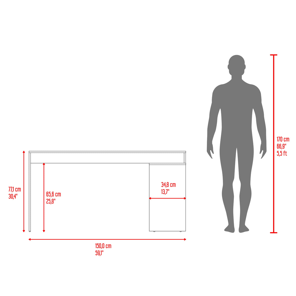 Escritorio Esquinero Axis Wengue 150x77cm sin Cajones - ESCRITORIOS | Bylmo
