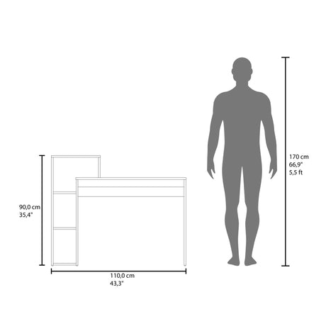 Escritorio con Biblioteca Britt Fresno Europeo 110x90cm sin Cajones - ESCRITORIOS | Bylmo