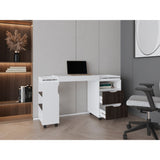 Escritorio Extensible San Diego Blanco y Nogal 70.5x75.5cm con Dos Cajones - ESCRITORIOS | Bylmo