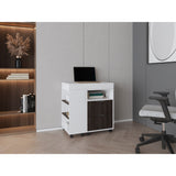 Escritorio Extensible San Diego Blanco y Nogal 70.5x75.5cm con Dos Cajones - ESCRITORIOS | Bylmo