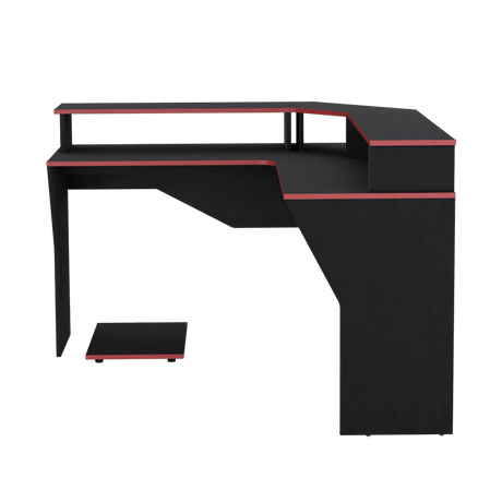 Escritorio Gamer Guma Wengue y Rojo 128x88.5cm sin Cajones - ESCRITORIOS | Bylmo