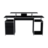 Escritorio Gamer Keria Wengue y Blanco 157x88.5cm con Un Cajón - ESCRITORIOS | Bylmo
