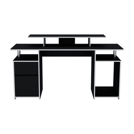 Escritorio Gamer Keria Wengue y Blanco 157x88.5cm con Un Cajón - ESCRITORIOS | Bylmo