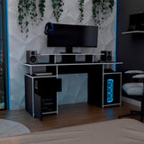 Escritorio Gamer Keria Wengue y Blanco 157x88.5cm con Un Cajón - ESCRITORIOS | Bylmo