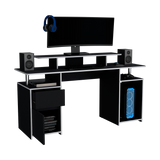 Escritorio Gamer Keria Wengue y Blanco 157x88.5cm con Un Cajón - ESCRITORIOS | Bylmo