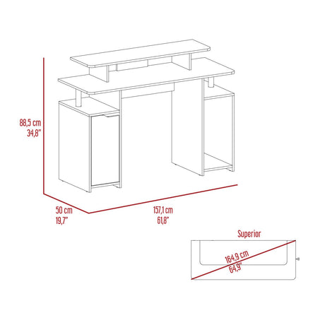 Escritorio Gamer Keria Wengue y Blanco 157x88.5cm con Un Cajón - ESCRITORIOS | Bylmo