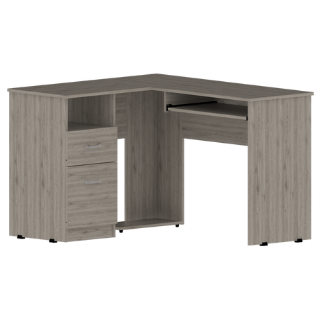 Escritorio Esquinero Mix Ceniza 120.1x77.2cm con Dos Cajones - ESCRITORIOS | Bylmo