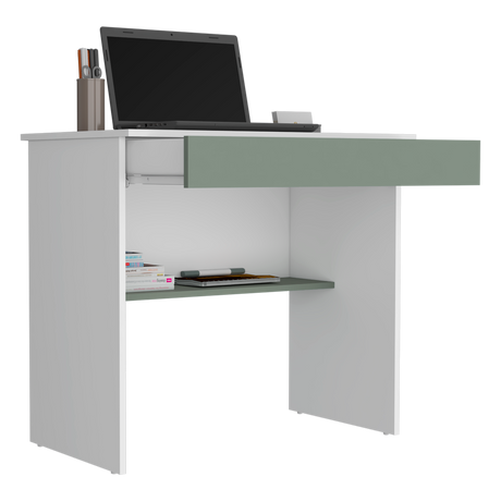 Escritorio Ohio Blanco y Agave 80x73cm con Un Cajón - ESCRITORIOS | Bylmo