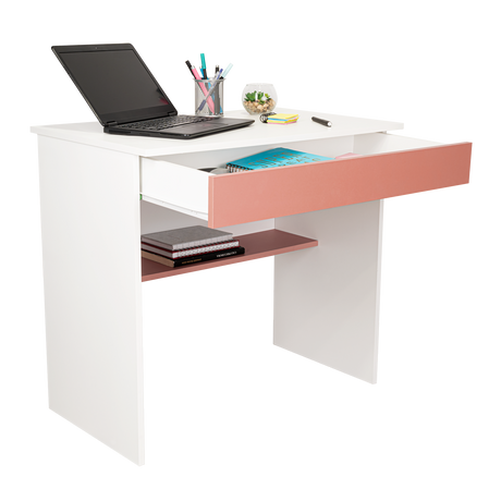 Escritorio Ohio Blanco y Arupo 80x73cm con Un Cajón - ESCRITORIOS | Bylmo