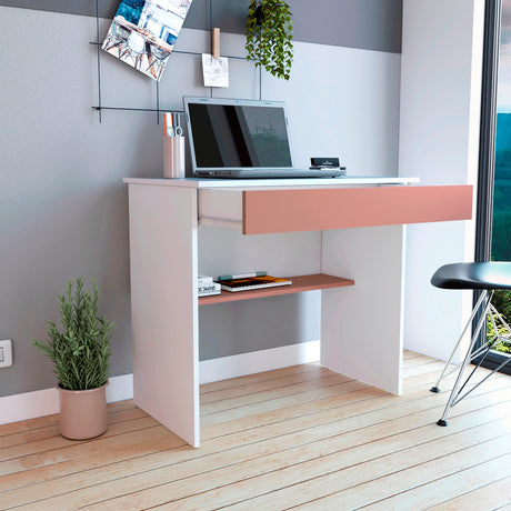 Escritorio Ohio Blanco y Arupo 80x73cm con Un Cajón - ESCRITORIOS | Bylmo