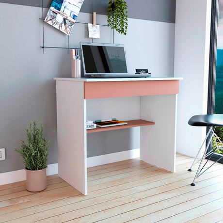 Escritorio Ohio Blanco y Arupo 80x73cm con Un Cajón - ESCRITORIOS | Bylmo