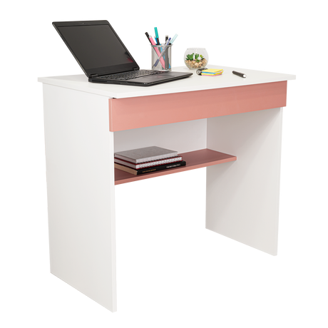 Escritorio Ohio Blanco y Arupo 80x73cm con Un Cajón - ESCRITORIOS | Bylmo