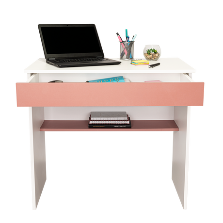 Escritorio Ohio Blanco y Arupo 80x73cm con Un Cajón - ESCRITORIOS | Bylmo