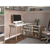 Escritorio Esquinero Singapur Duna y Blanco 130x72.5cm sin Cajones - ESCRITORIOS | Bylmo